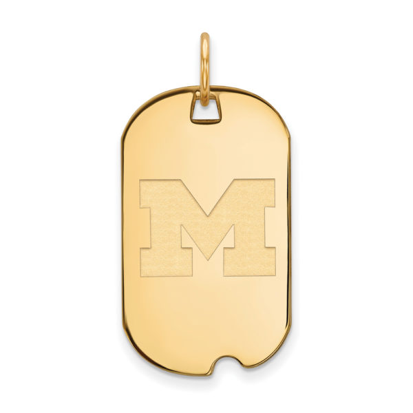 10k Yellow Gold U. of Michigan Initial M Dog Tag Pendant