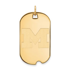 10k Yellow Gold U. of Michigan Large Initial M Dog Tag Pendant