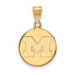 10k Yellow Gold U. of Michigan Medium Initial M Disc Pendant