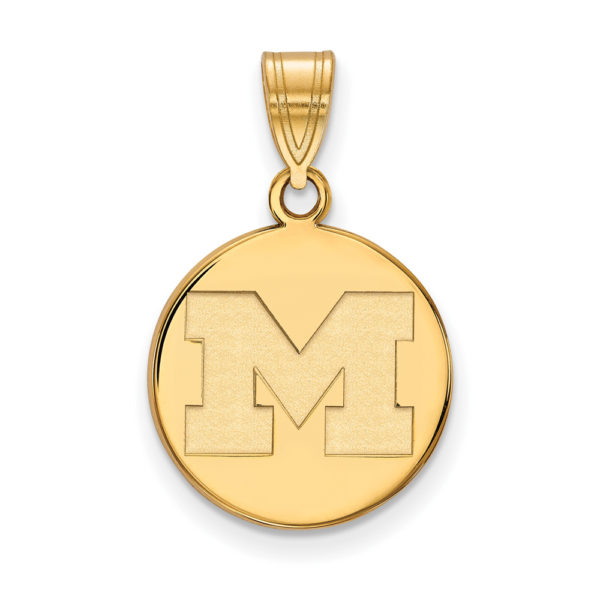 10k Yellow Gold U. of Michigan Medium Initial M Disc Pendant