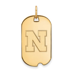 10k Yellow Gold U. of Nebraska Initial N Dog Tag Pendant