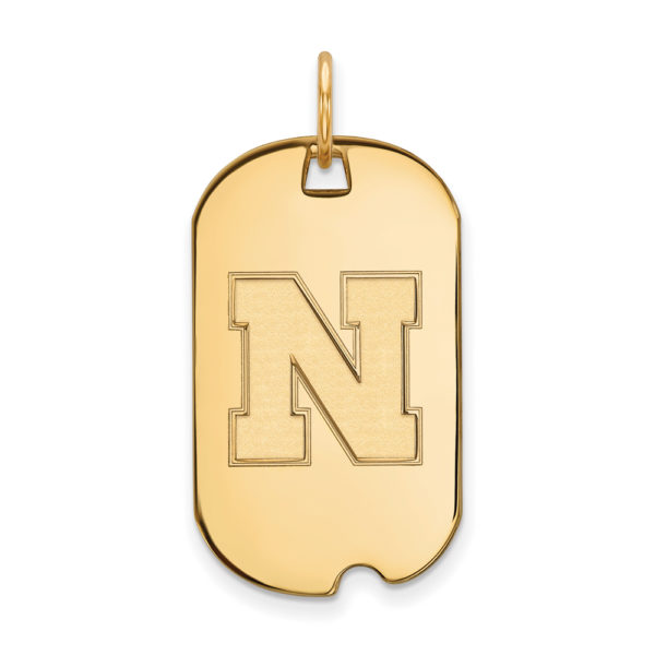 10k Yellow Gold U. of Nebraska Initial N Dog Tag Pendant