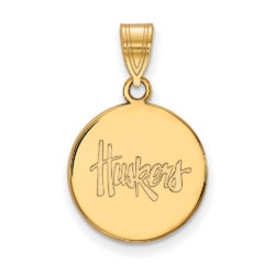 10k Yellow Gold U. of Nebraska Medium 'Huskers' Disc Pendant