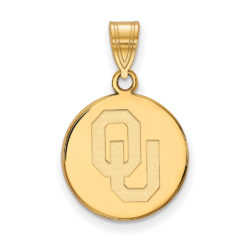 10k Yellow Gold U. of Oklahoma Medium 'OU' Disc Pendant