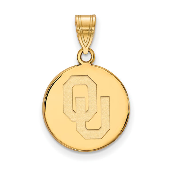 10k Yellow Gold U. of Oklahoma Medium 'OU' Disc Pendant