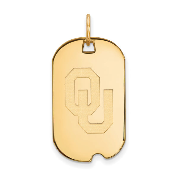 10k Yellow Gold U. of Oklahoma 'OU' Dog Tag Pendant