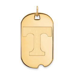 10k Yellow Gold U. of Tennessee Large Initial T Dog Tag Pendant