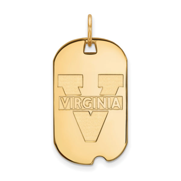 10k Yellow Gold U. of Virginia 'V' Logo Dog Tag Pendant