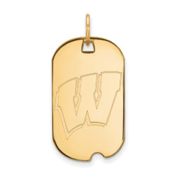 10k Yellow Gold U. of Wisconsin Initial W Dog Tag Pendant