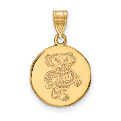 10k Yellow Gold U. of Wisconsin Medium Badgers Disc Pendant