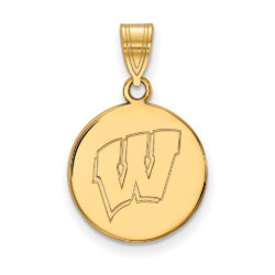 10k Yellow Gold U. of Wisconsin Medium Initial W Disc Pendant