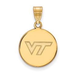 10k Yellow Gold Virginia Tech Medium Logo Disc Pendant