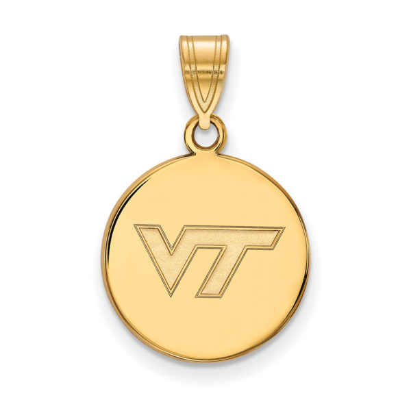 10k Yellow Gold Virginia Tech Medium Logo Disc Pendant