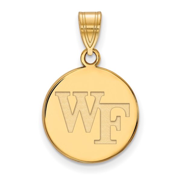 10k Yellow Gold Wake Forest U. Medium 'WF' Disc Pendant