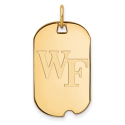 10k Yellow Gold Wake Forest U. 'WF' Dog Tag Pendant