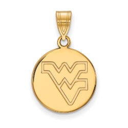 10k Yellow Gold West Virginia U. Medium Logo Disc Pendant