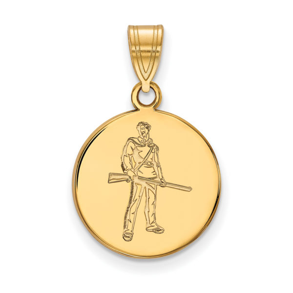 10k Yellow Gold West Virginia U. Medium Mascot Disc Pendant