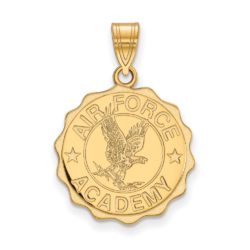 14k Gold Plated Silver Air Force Academy Large Crest Pendant