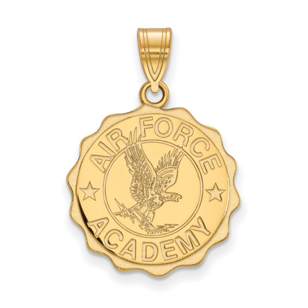 14k Gold Plated Silver Air Force Academy Large Crest Pendant