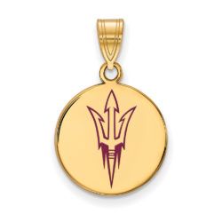 14k Gold Plated Silver Arizona State MD Enameled Disc Pendant