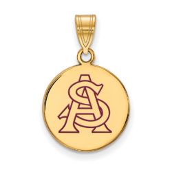 14k Gold Plated Silver Arizona State Medium Enameled Disc Pendant