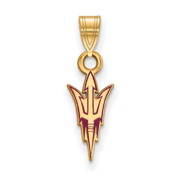 14k Gold Plated Silver Arizona State Small Enamel Pendant