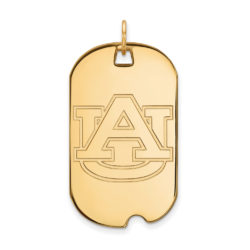 14k Gold Plated Silver Auburn U Large Dog Tag Pendant