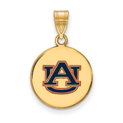 14k Gold Plated Silver Auburn U Medium Enamel Disc Pendant