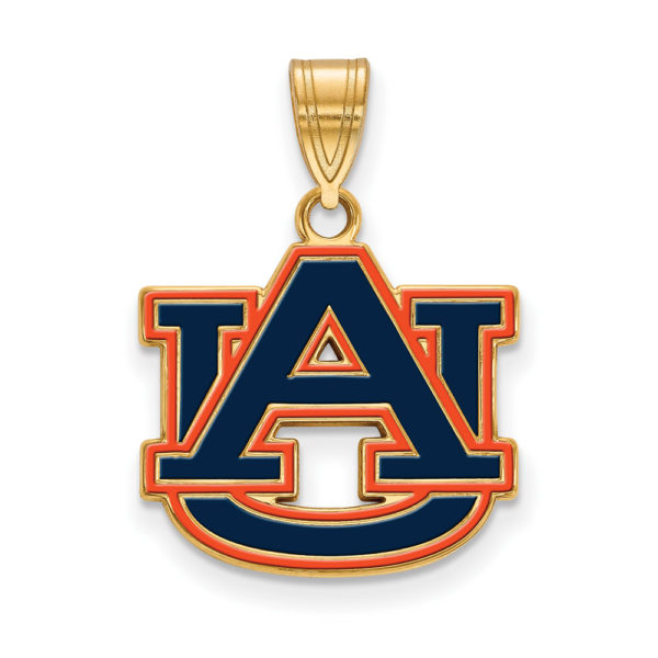 14k Gold Plated Silver Auburn U Medium Enamel Pendant