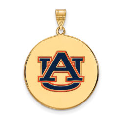 14k Gold Plated Silver Auburn U XL Enamel Disc Pendant