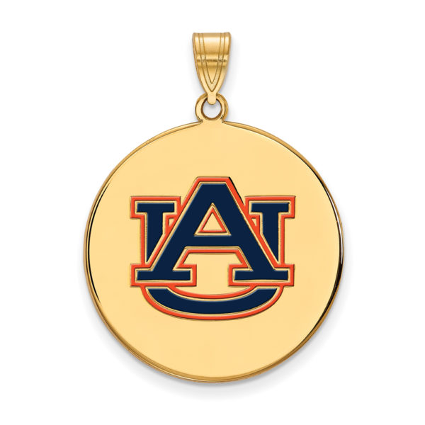 14k Gold Plated Silver Auburn U XL Enamel Disc Pendant