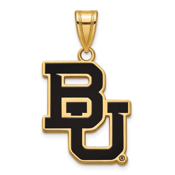 14k Gold Plated Silver Baylor U Large 'BU' Enamel Pendant