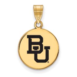 14k Gold Plated Silver Baylor U Medium 'BU' Enamel Disc Pendant