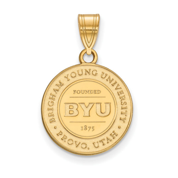 14k Gold Plated Silver Brigham Young U Medium Crest Pendant