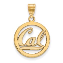 14k Gold Plated Silver California Berkeley Small 'Cal' Circle Pendant