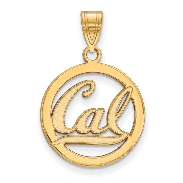 14k Gold Plated Silver California Berkeley Small 'Cal' Circle Pendant