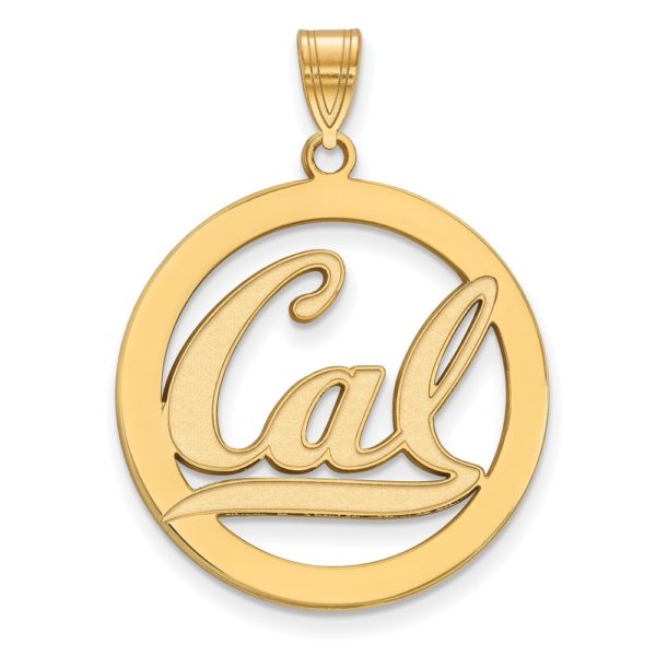 14k Gold Plated Silver California Berkeley XL 'Cal' Circle Pendant