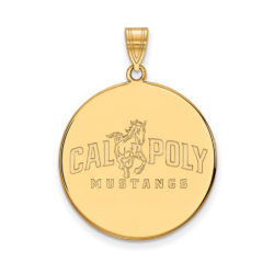 14k Gold Plated Silver California Polytech XL Disc Pendant