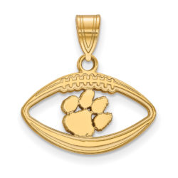 14k Gold Plated Silver Clemson U Football Pendant