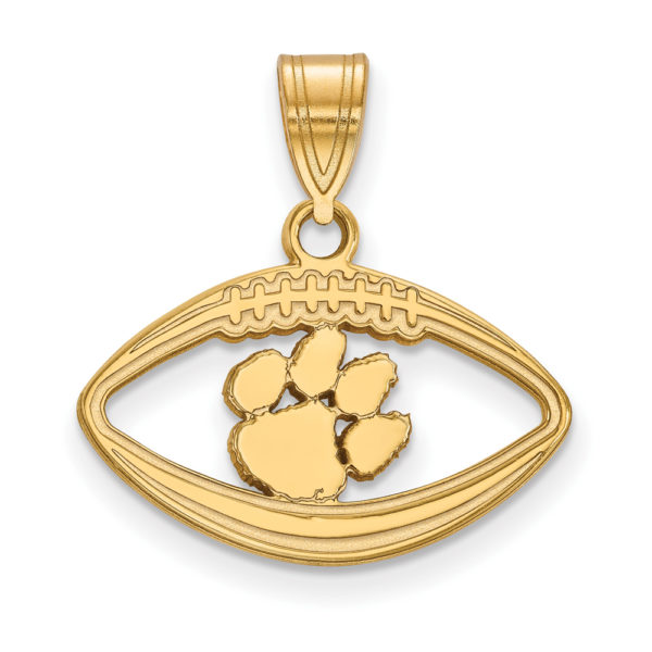 14k Gold Plated Silver Clemson U Football Pendant