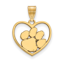 14k Gold Plated Silver Clemson U Heart Pendant