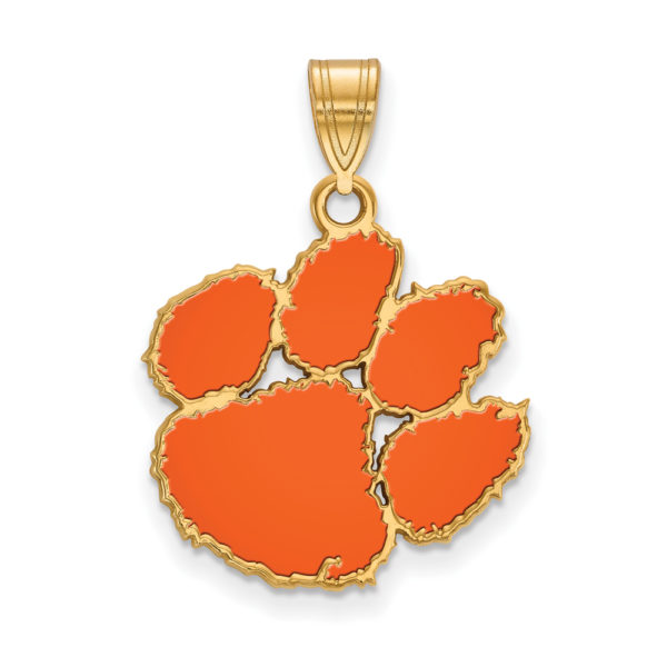 14k Gold Plated Silver Clemson U Large Enamel Pendant