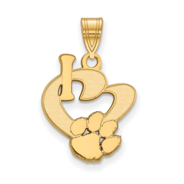 14k Gold Plated Silver Clemson U Large I Love Logo Pendant