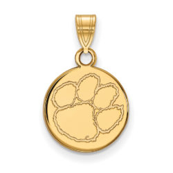 14k Gold Plated Silver Clemson U Small Disc Pendant