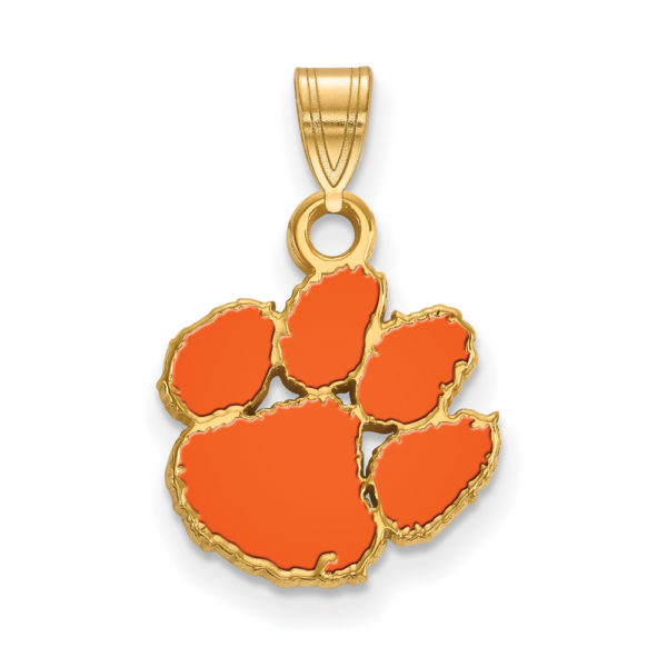 14k Gold Plated Silver Clemson U Small Enamel Pendant