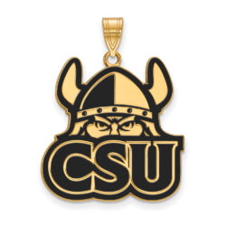 14k Gold Plated Silver Cleveland State XL Enamel Pendant