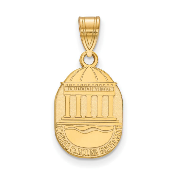 14k Gold Plated Silver Coastal Carolina U Medium Crest Pendant