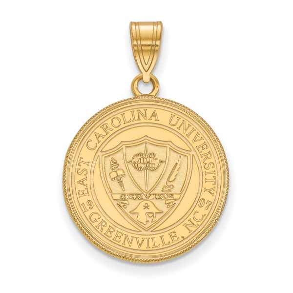 14k Gold Plated Silver East Carolina U Large Crest Pendant