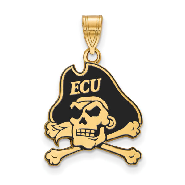 14k Gold Plated Silver East Carolina U Large Enamel Pendant