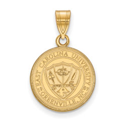 14k Gold Plated Silver East Carolina U Medium Crest Pendant